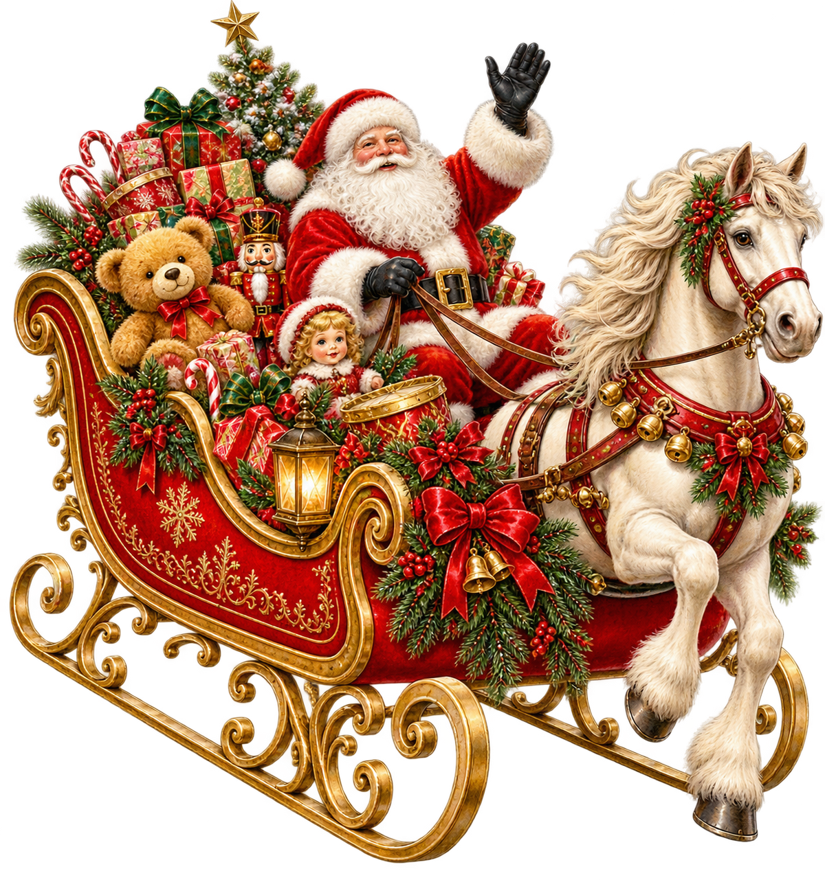 Santa’s Christmas Sleigh UV DTF Transfer