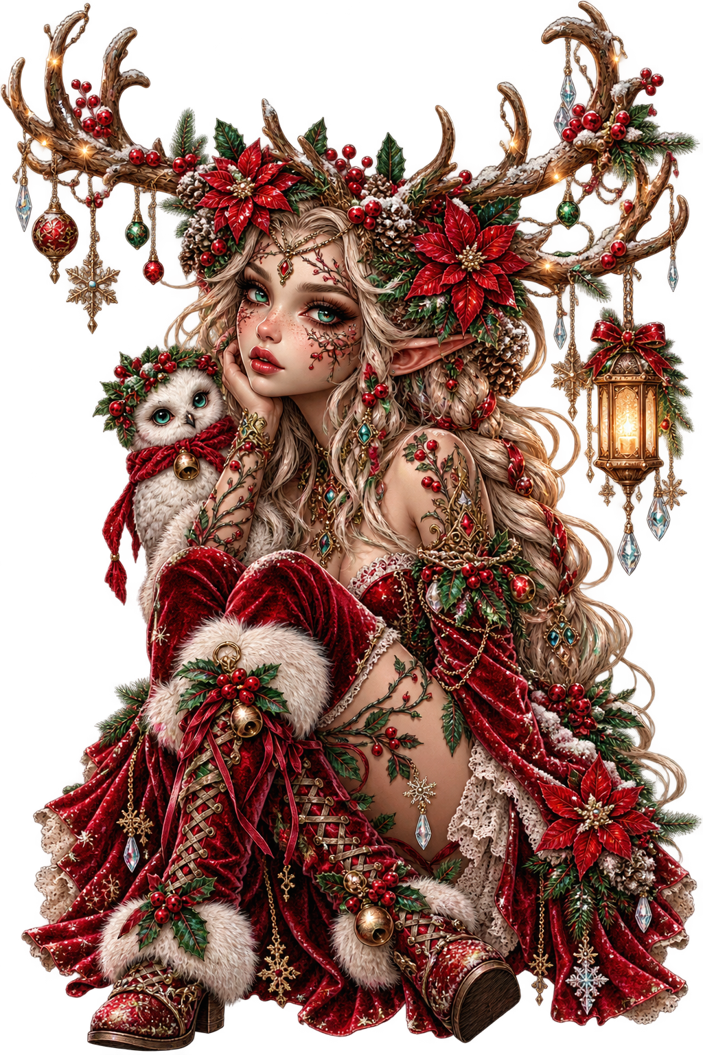 Christmas Reindeer Woman UV DTF Transfer
