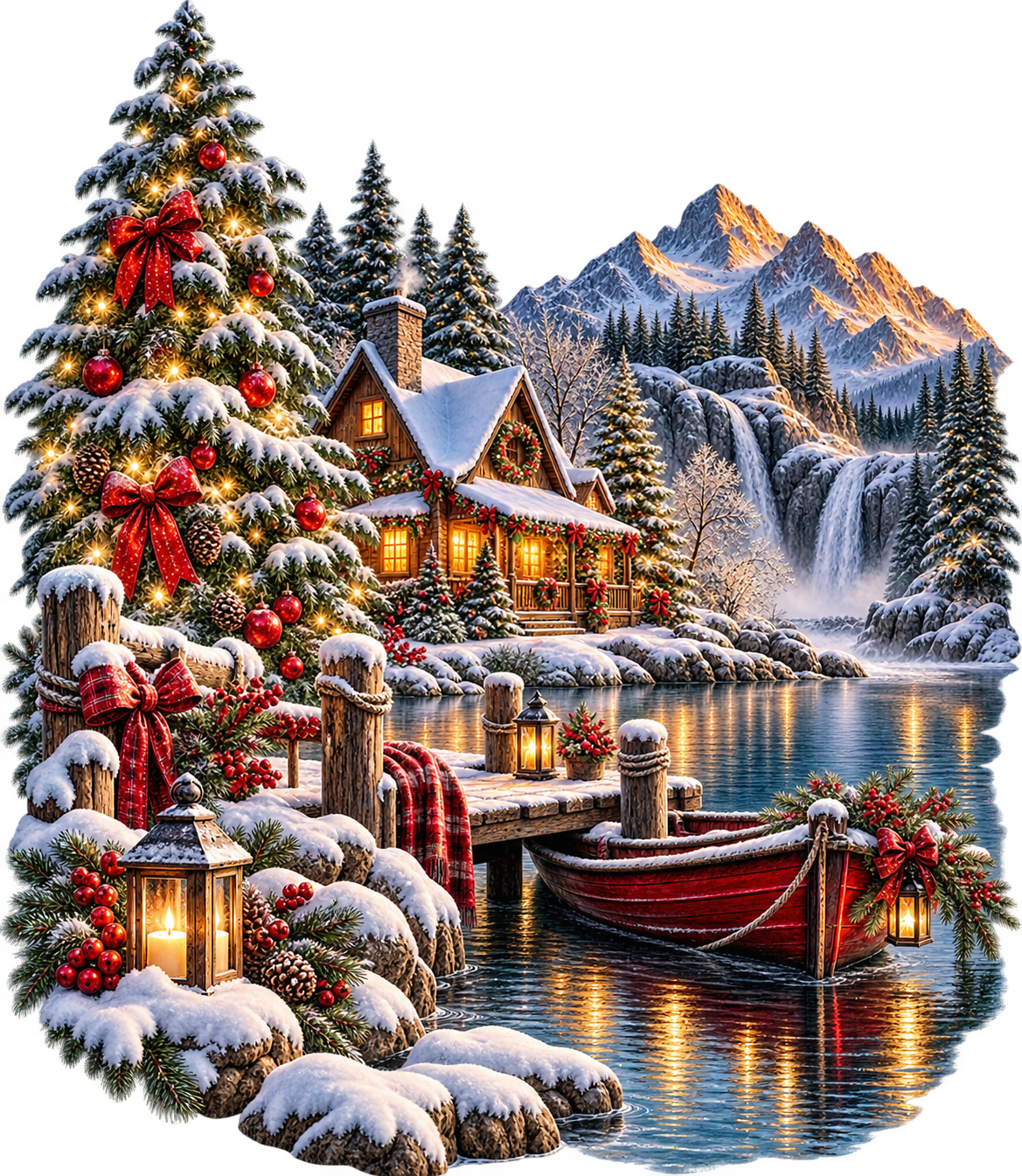 Winter Wonderland Cabin UV DTF Transfer
