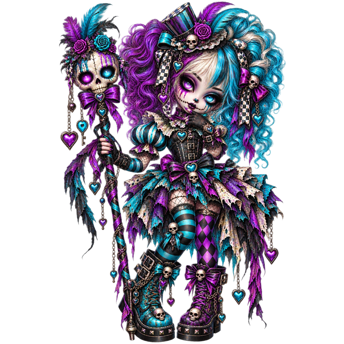 Spooky-Cute Gothic Jester Girl