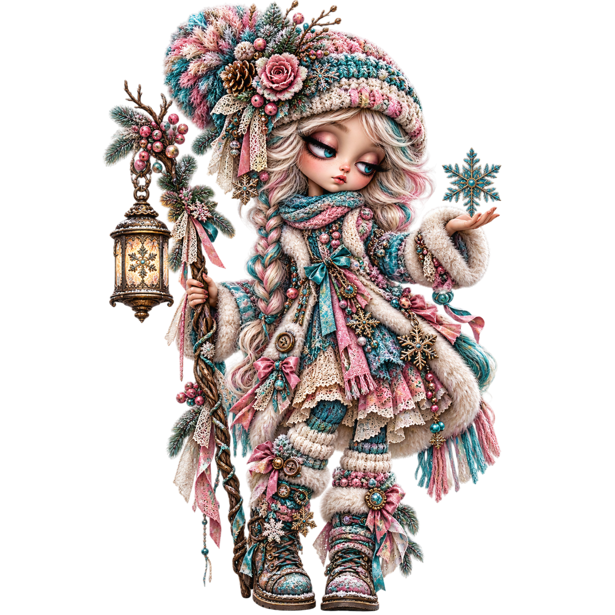 Whimsical Winter Girl 4x4