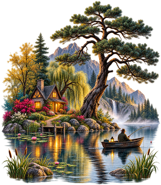 Peaceful Mountain Lake UV DTF Transfer