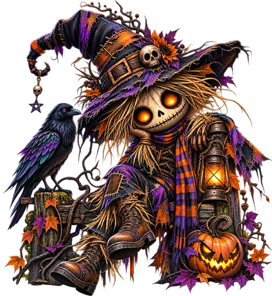 Spooky Harvest Scarecrow UV DTF Transfer
