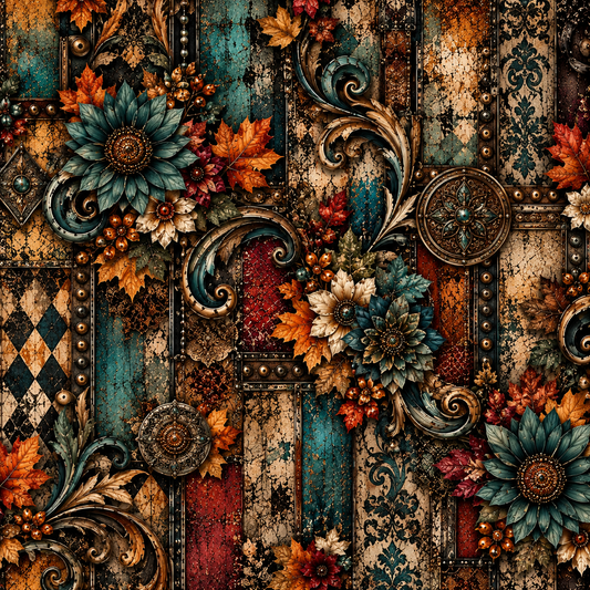 Vintage Autumn Floral Seamless Wallpaper