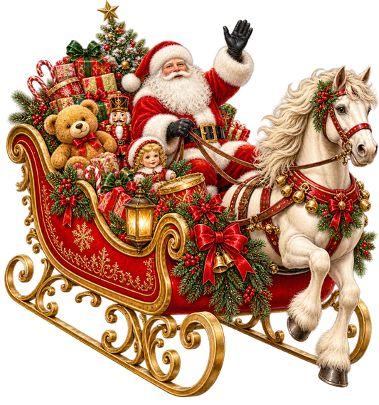 Santa’s Christmas Sleigh UV DTF Transfer