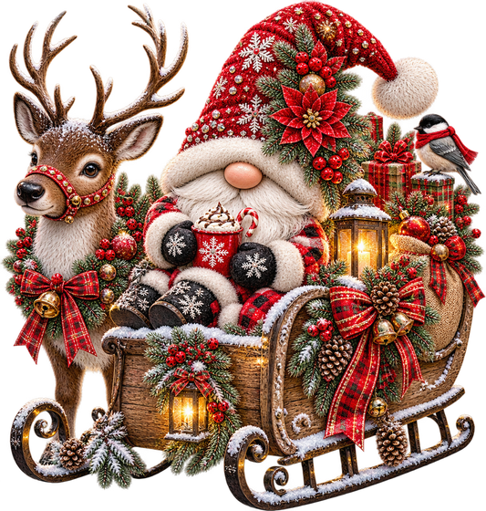 Santa & Reindeer Sleigh UV DTF Transfer