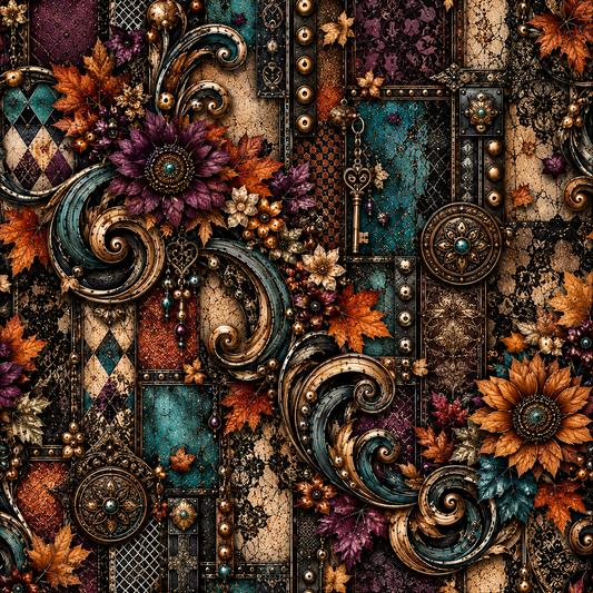 Gothic Autumn Floral Seamless Wallpaper