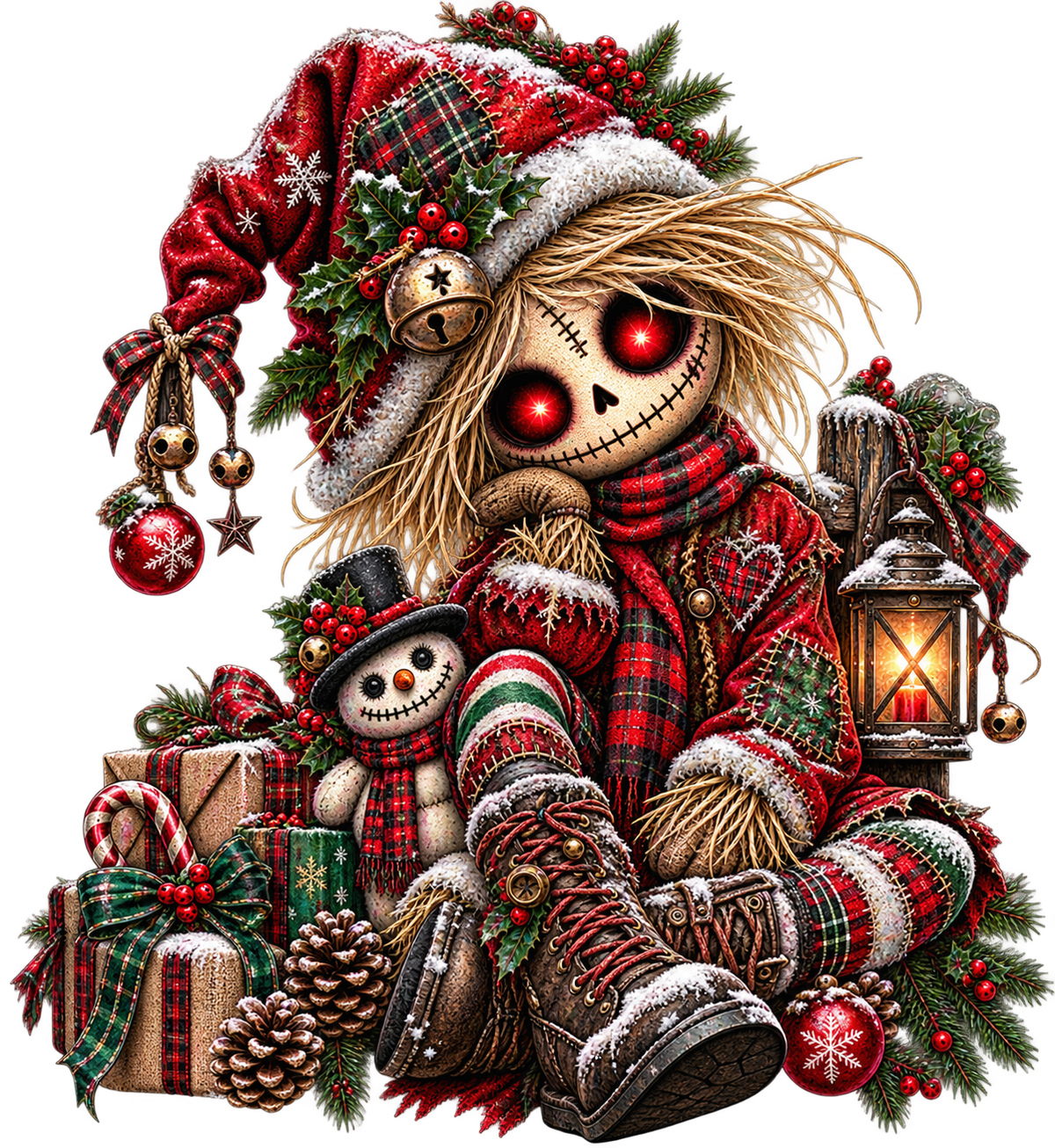 Christmas Scarecrow Doll UV DTF Transfer
