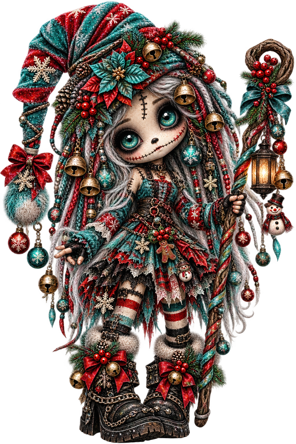 Gothic Christmas Doll UV DTF Transfer