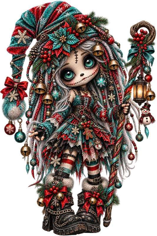 Gothic Christmas Doll UV DTF Transfer