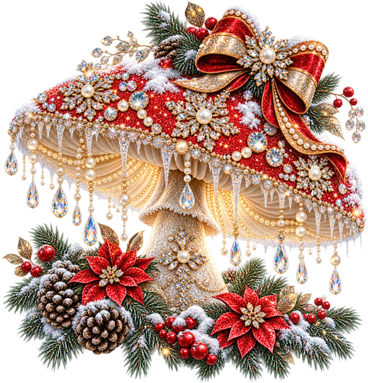 Festive Christmas Mushroom UV DTF Transfer
