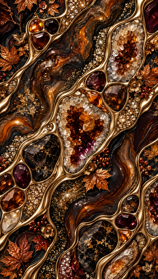 Luxe Autumn Geode & Gemstone Seamless Wallpaper