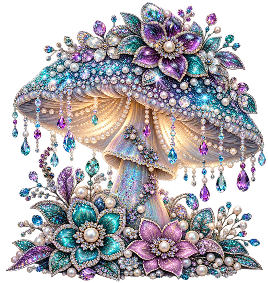 Jeweled Purple & Teal Mushroom UV DTF Transfer