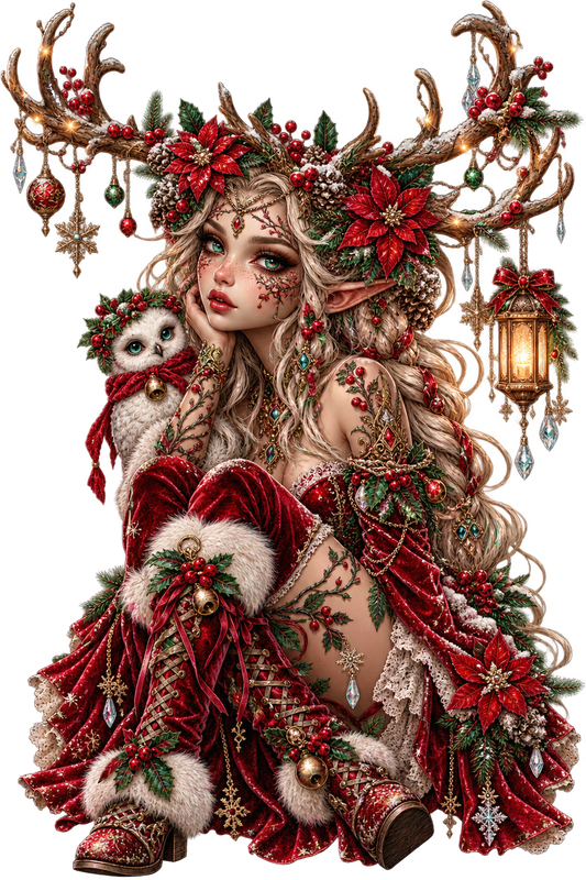 Christmas Reindeer Woman UV DTF Transfer