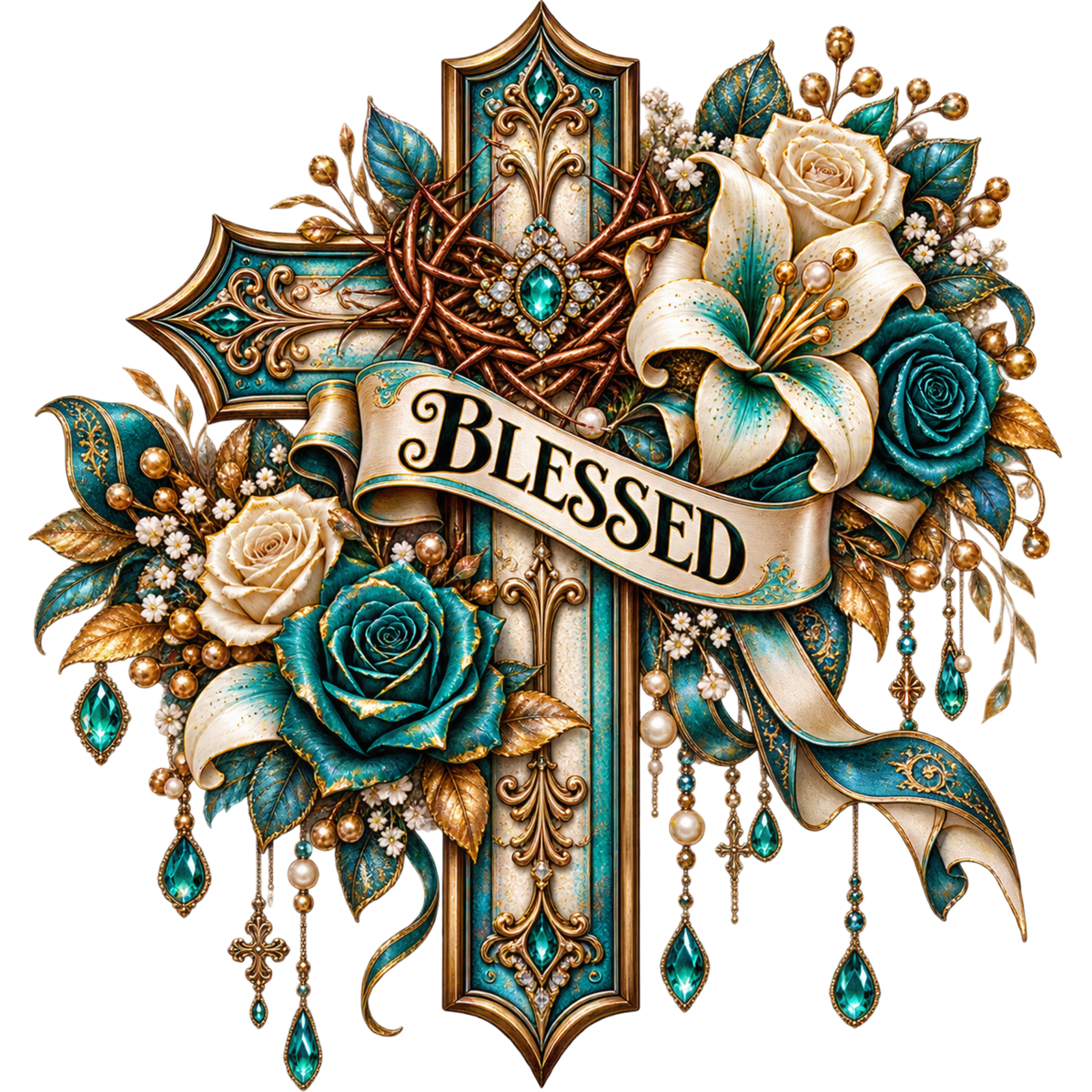 Blessed Floral Cross