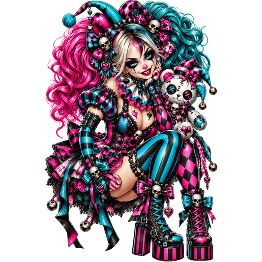 Spooky-Cute Punk Clown Girl 4 x 4
