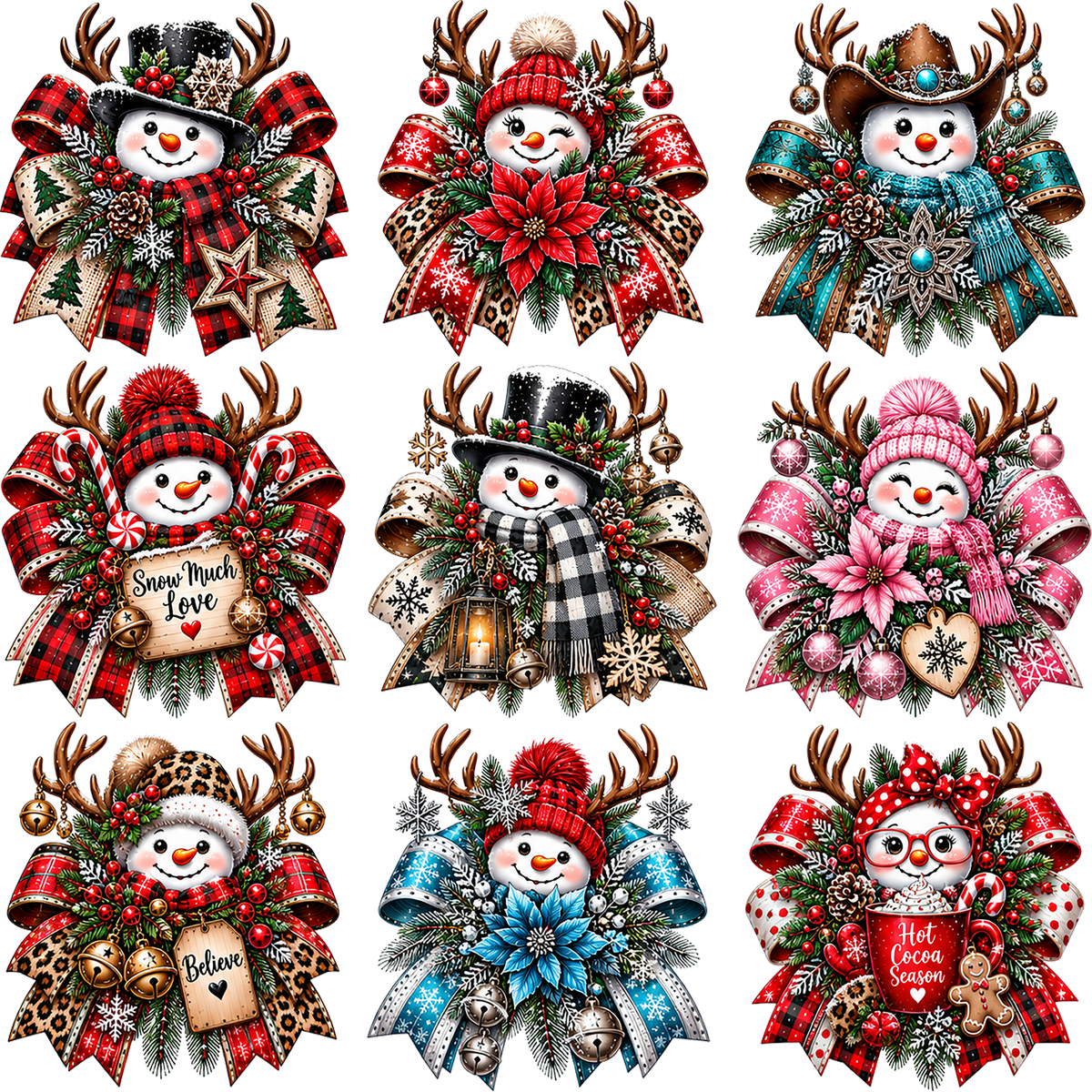 Christmas Snowman Bows