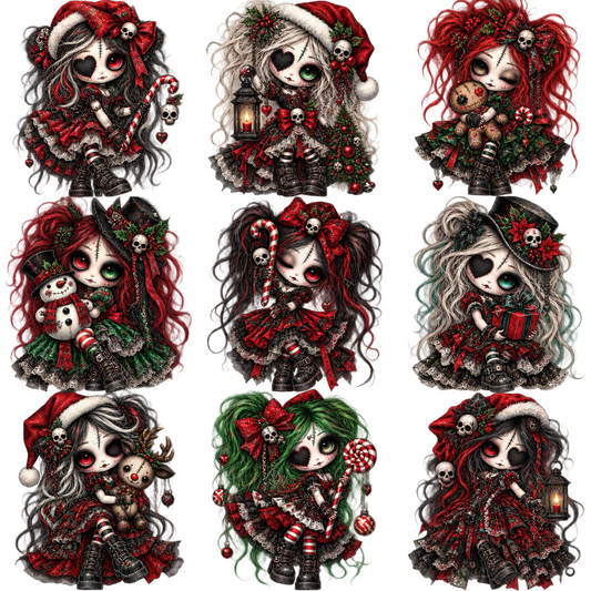Gothic Christmas Rag Doll UV DTF Element Sheet 4