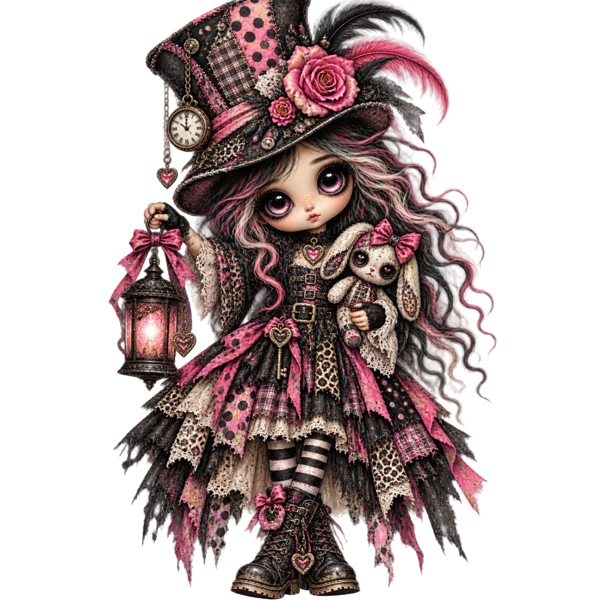 Gothic Pink Witch Doll 4x4