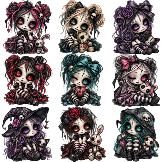Gothic Rag Doll UV DTF Element Sheet 3