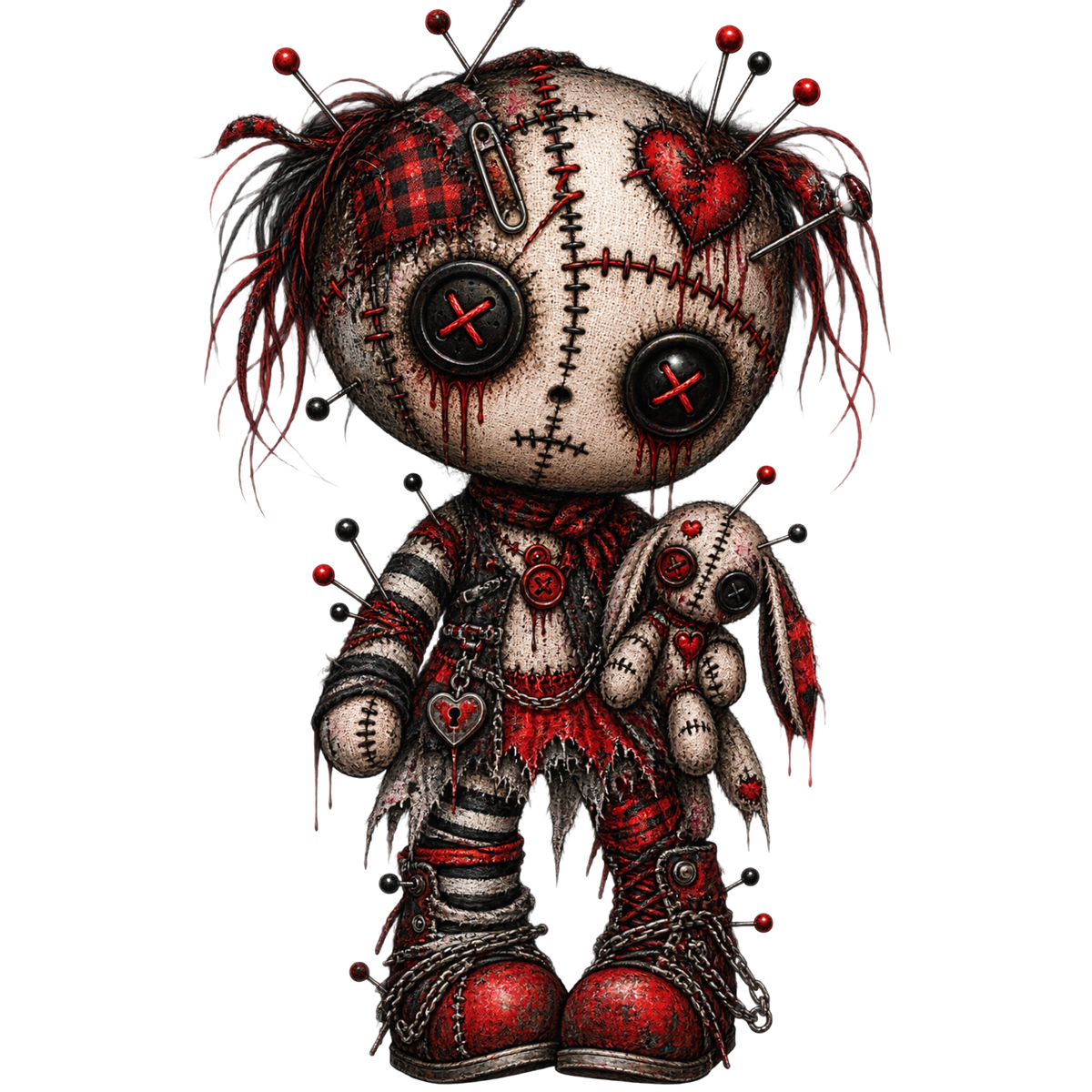 Gothic Voodoo Doll – Red and Black Creepy Cute