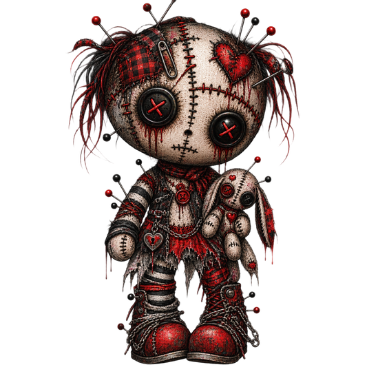 Gothic Voodoo Doll – Red and Black Creepy Cute