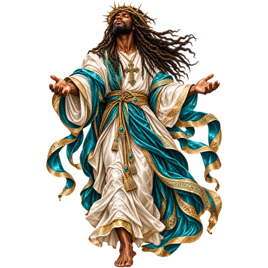 Jesus in Teal and Gold 4x4