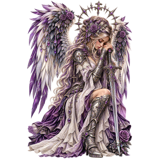 Lavender Gothic Angel Warrior – Purple and Ivory Fantasy Angel