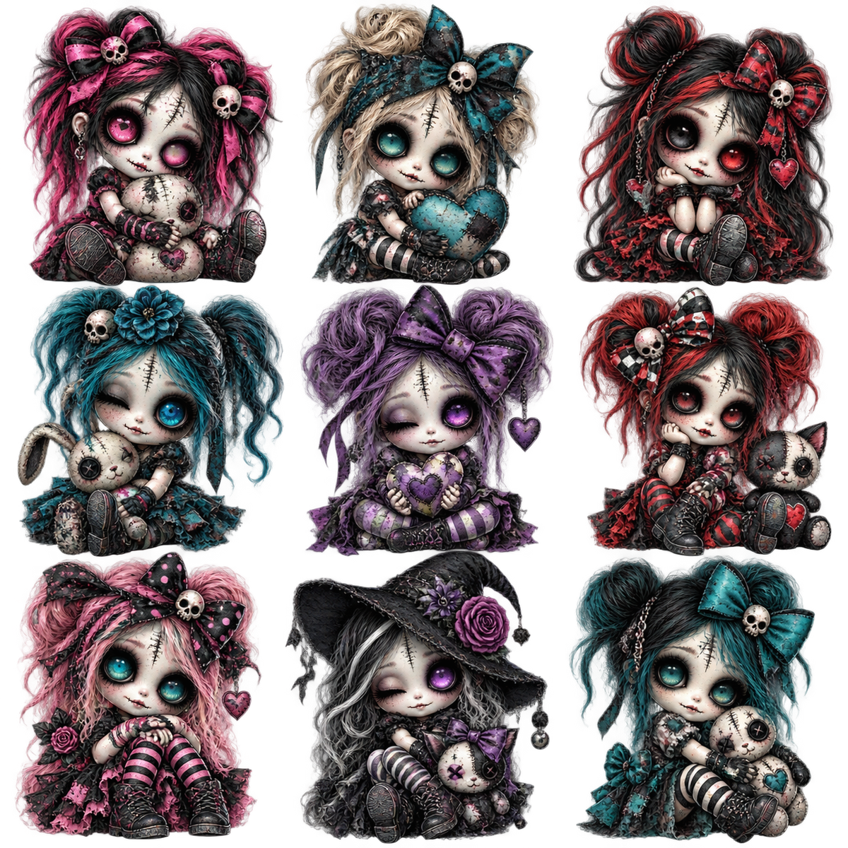 Gothic Rag Doll UV DTF Element Sheet 2