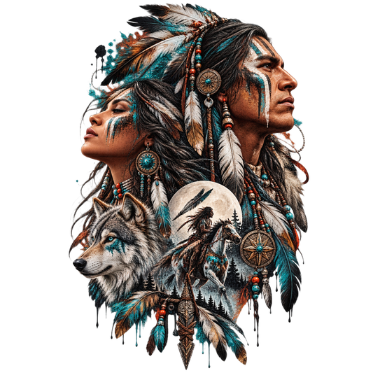 Native American Inspired Wolf and Horse