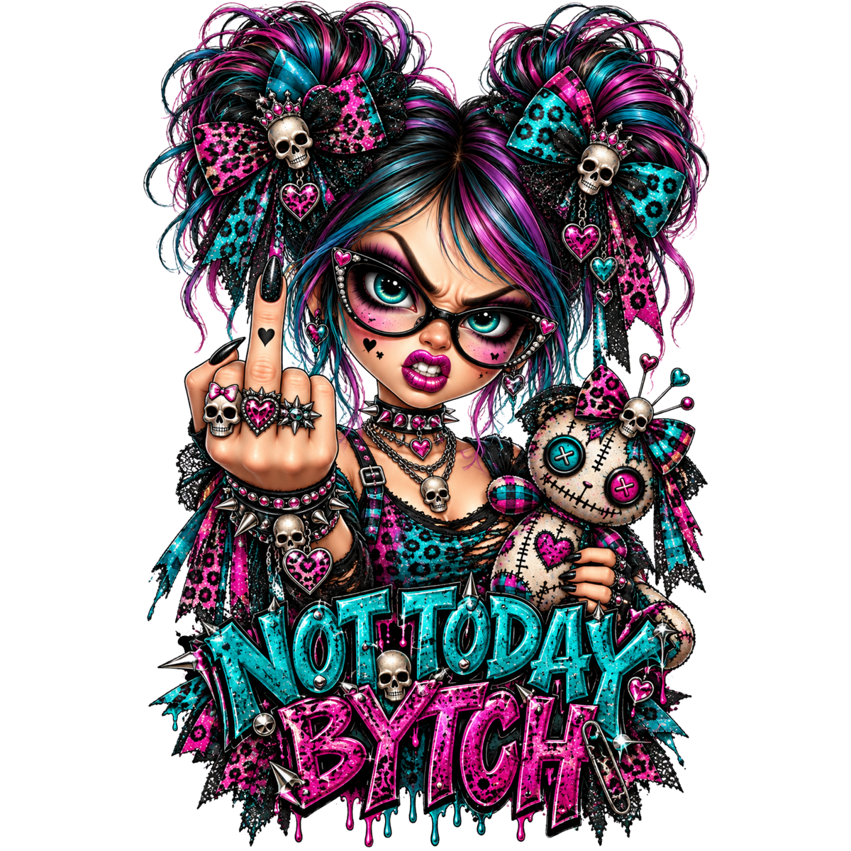 Not Today Bitch Punk Doll 4x4