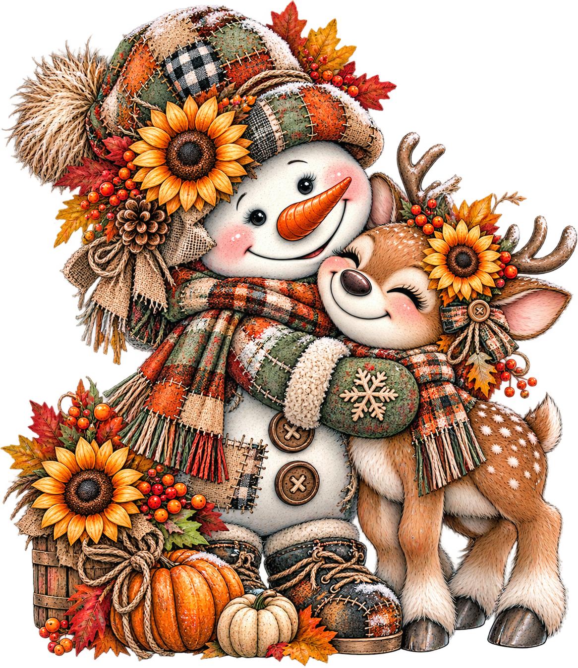 Snowman Fall Deer