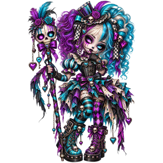 Spooky-Cute Gothic Jester Girl