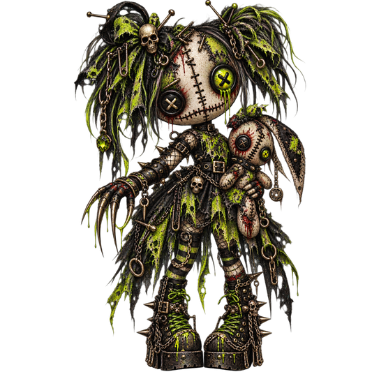 Toxic Lime Gothic Stitch Doll 4x4