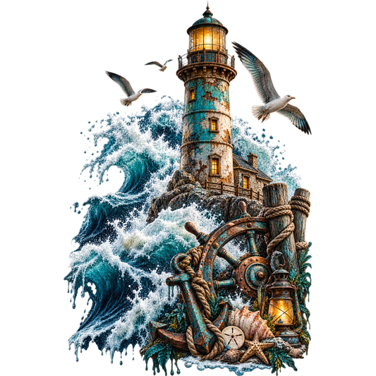Coastal Lighthouse & Nautical Waves 4x4