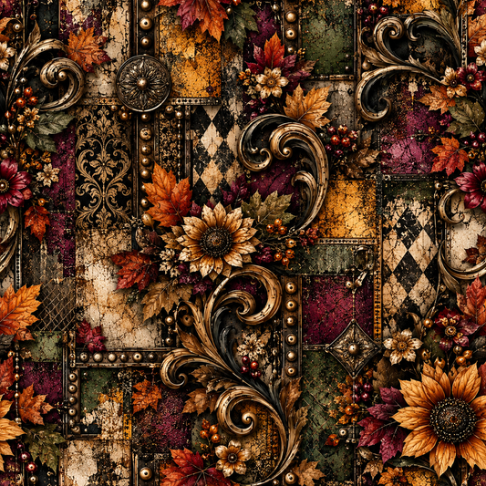 Vintage Autumn Damask Seamless Wallpaper