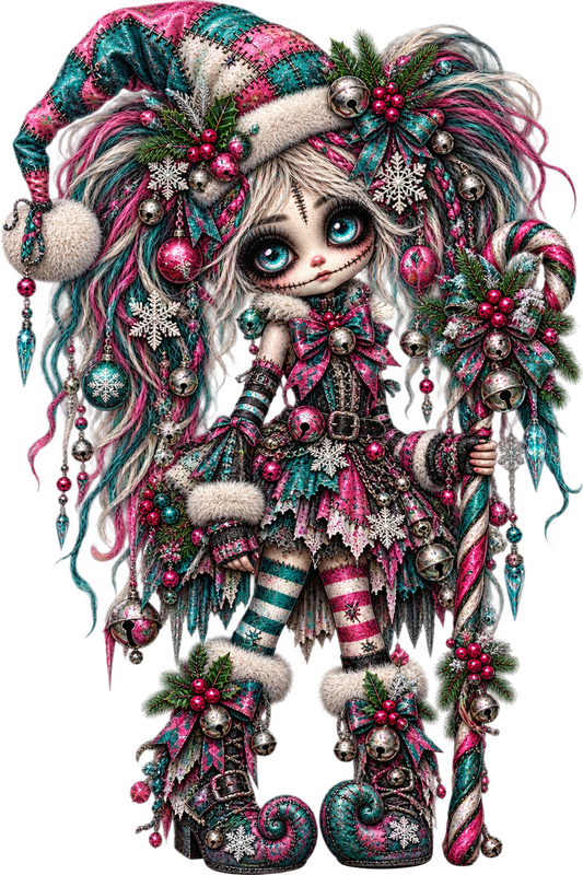 Whimsical Christmas Doll UV DTF Transfer