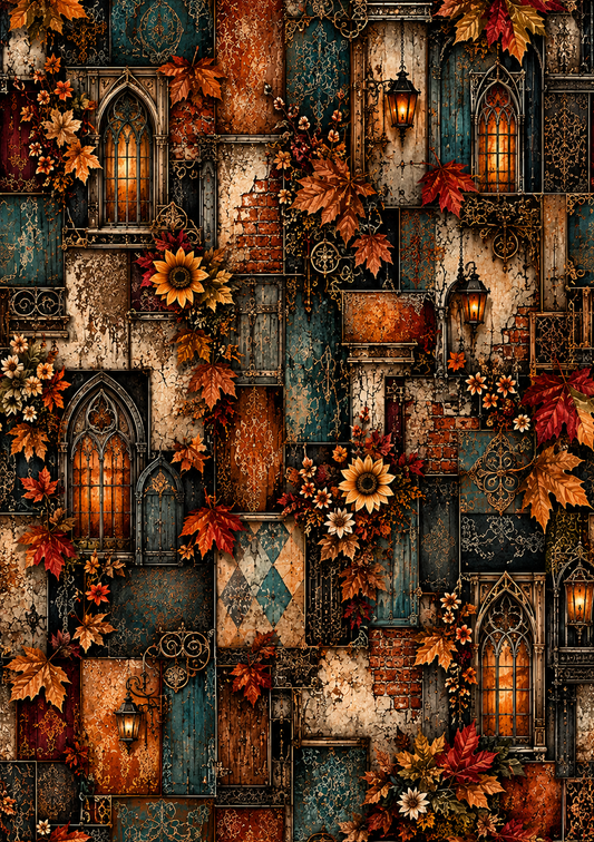 Gothic Autumn Cathedral Seamless Wallpaper 3